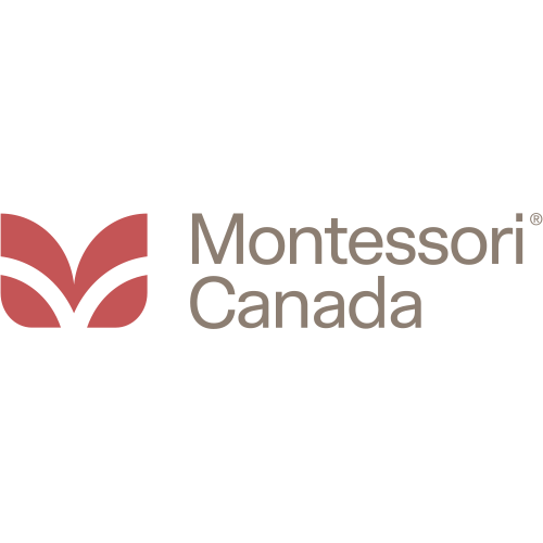 Logo with red stylized "M" resembling an open book, accompanied by the text "Montessori Canada" in gray, set against a white background.